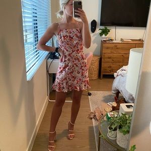 floral high neck mini dress